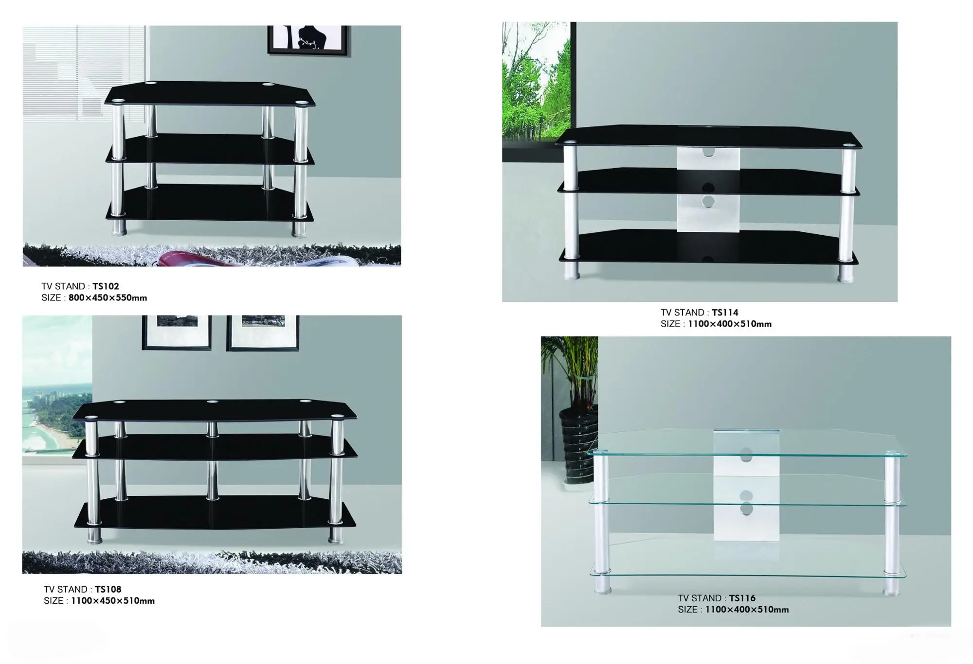 Living room furniture plasma tv stand black glass tv showcase modern deigns