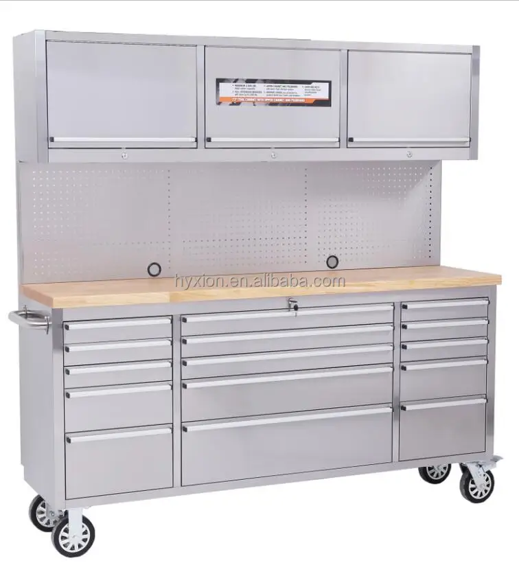 72 Inch Stainless Steel Work Bench With Overhead Wall Cabinet