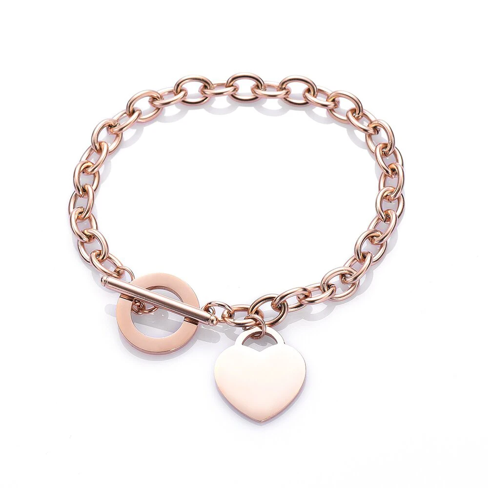 

Titanium steel Forever Love Bracelets Bangles for women Heart pendant OT bracelet T letters new york all match fine jewelry