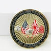 Custom Design Metal Diamond bezel Golden eagle memorable red Stamping Souvenir Commemorative Coin