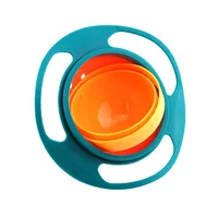 

OXGIFT Wholesale Factory Prices Amazon Universal 360 rotating Gyro shape UFO baby plastic bowl with lid