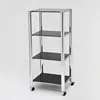 4- tier Cat Eye Shaped Metal Tube With Glass Trolley