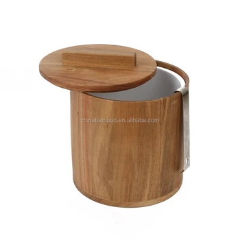 wooden ice bucket with lid