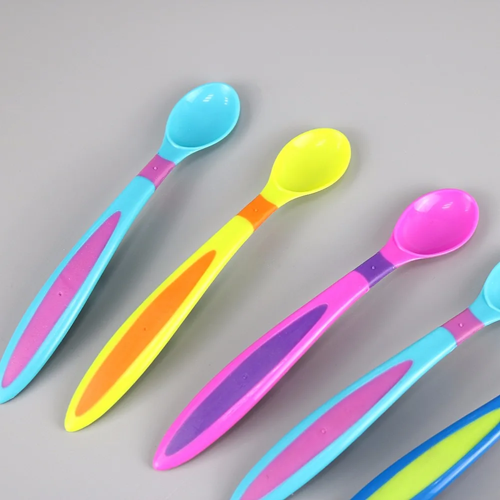 Colourful Plastic Baby Feeding Spoon Bpa Free Training Spoon For Baby