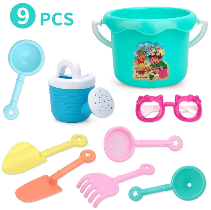 Beach bucket toys Play sand water Macarons 9 sets toys for children