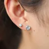 925 sterling silver single stone classic design 4mm 6mm mini bezel cz stud earring 925