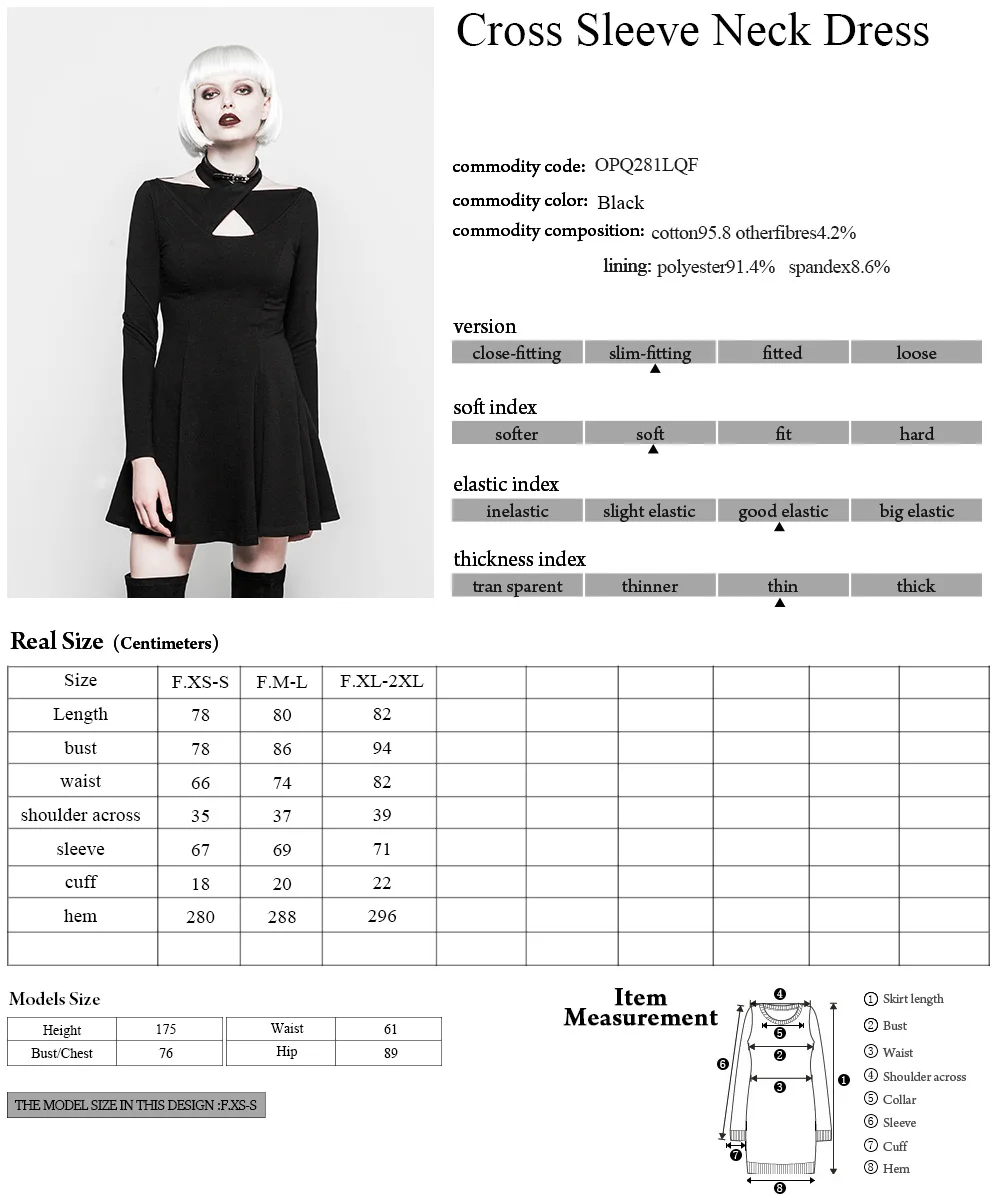 OPQ-281LQF/BK PUNK RAVE Sexy Cross Front Halter Neck Black Club Dress