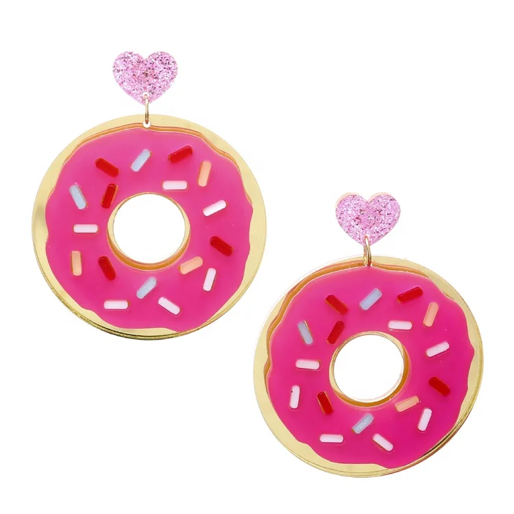 

Glitter Heart Post Earrings Hot Pink Donut Earrings, Green