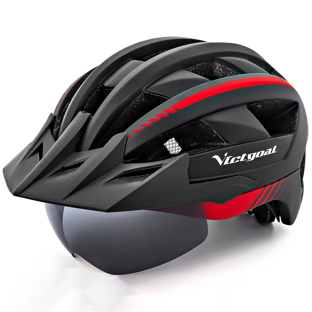 

VICTGOAL Bike Helmet Led Flashlight MTB Cycling Helmet Sun Visor Goggles