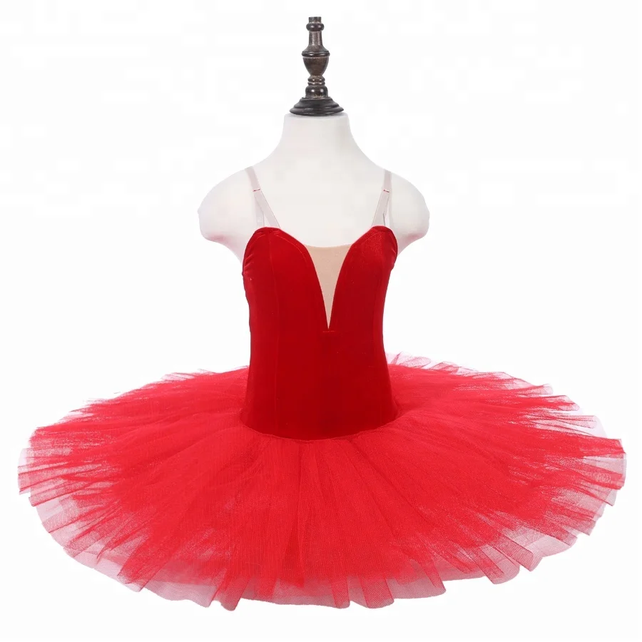 

Red Pre-professional Ballet Tutus Women Velvet Bodice Dance Loetard Gymnastic Pancake Tutu Performance PPL18044G, White;balck;blue;orange;purple;pink