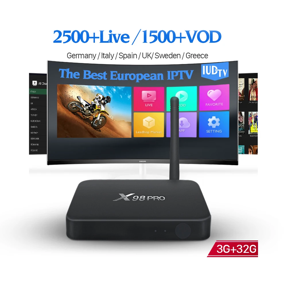 

X98 PRO TV Box IPTV Europe Swedish Arabic IPTV 1 Year IUDTV Subscription IPTV Italia UK Spanish Europe IP TV Box, N/a