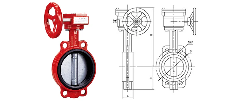 Ductile Iron Wafer Worm Gear Butterfly Valve
