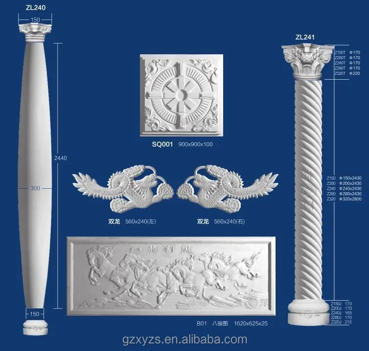 
fiberglass reinforced round gypsum Roman column mold 