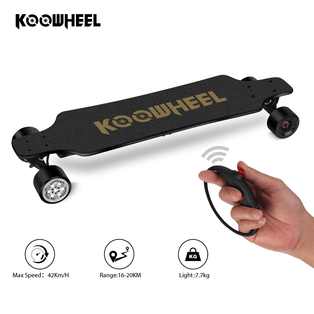 Kooboard newest 4 wheel skateboard electric skate board longboard for adults, Black
