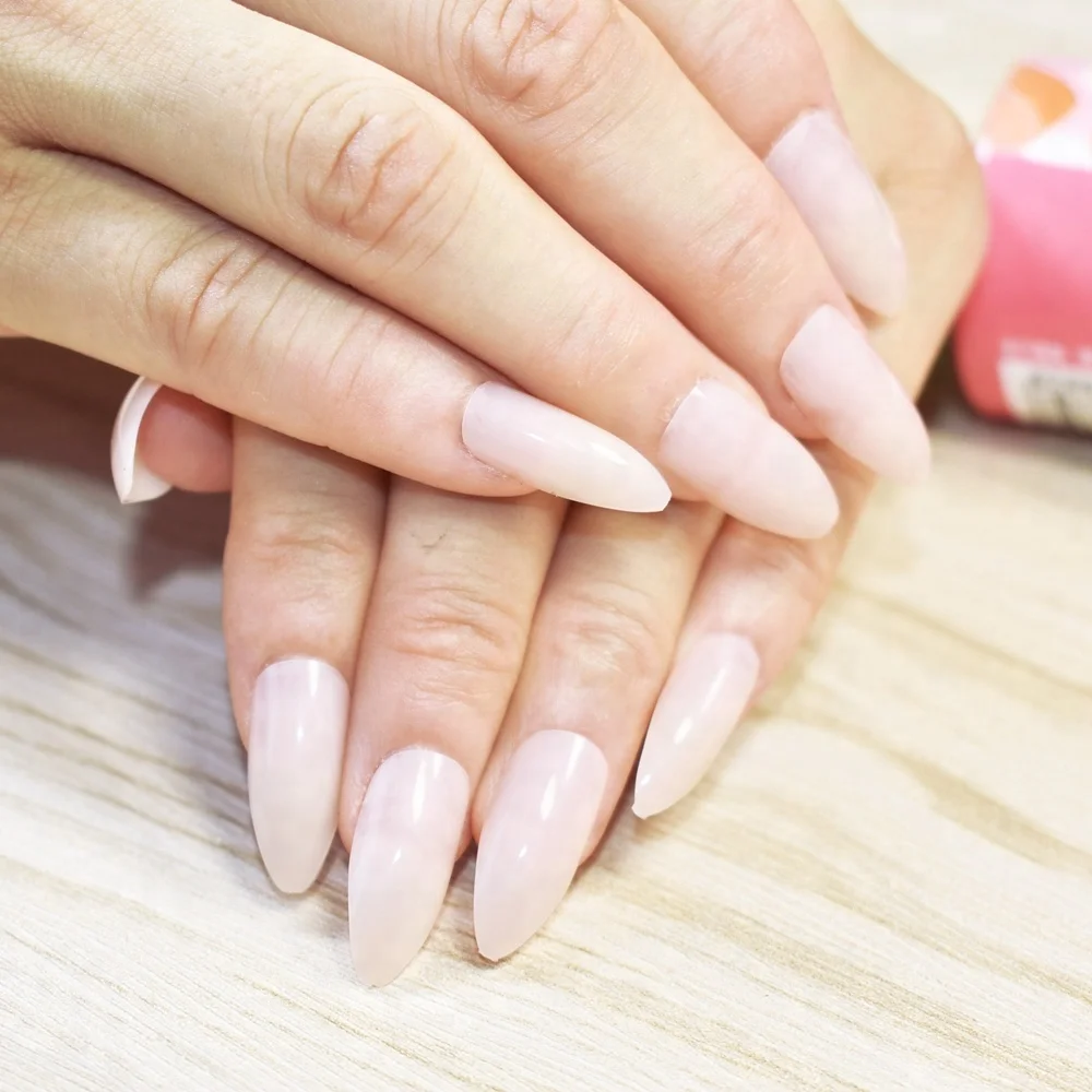 

Simply Shiny Design STILETTO Fake Nails Tips Clear Beige Point Curve Lady Fashion Acrylic Nails in OPP bag 79P