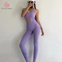 

Women Sportswear Sexy Camisole Crop Top High Waist Seamless Leggings 2 Pcs Fitness Workout Yoga Set