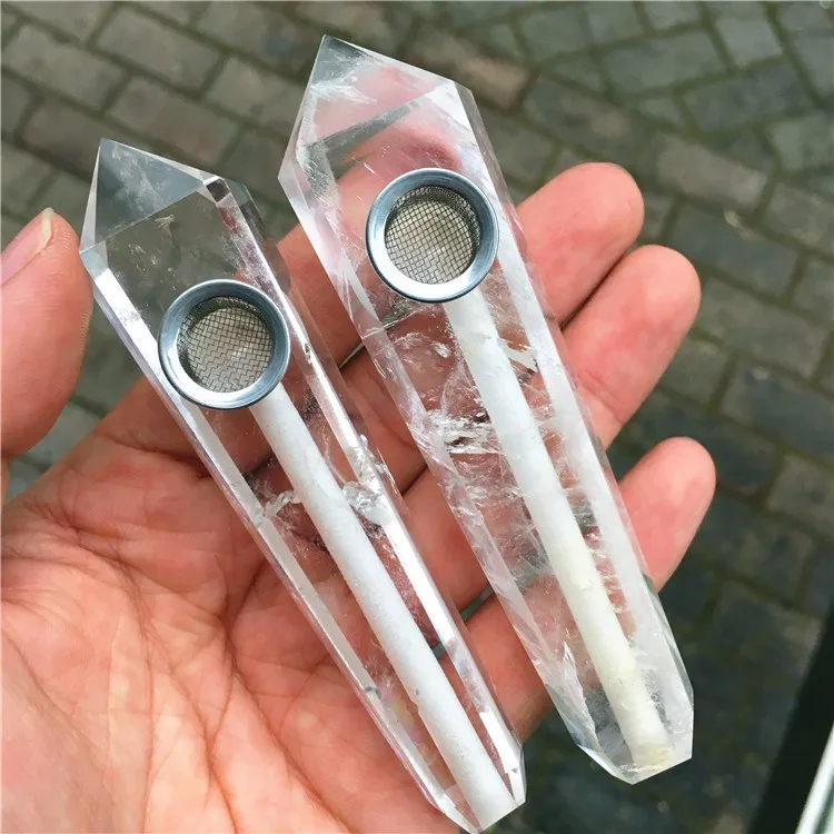 Wholesale Clear White Melted Crystal Smoking Pipe Crystal Tobacco Weed