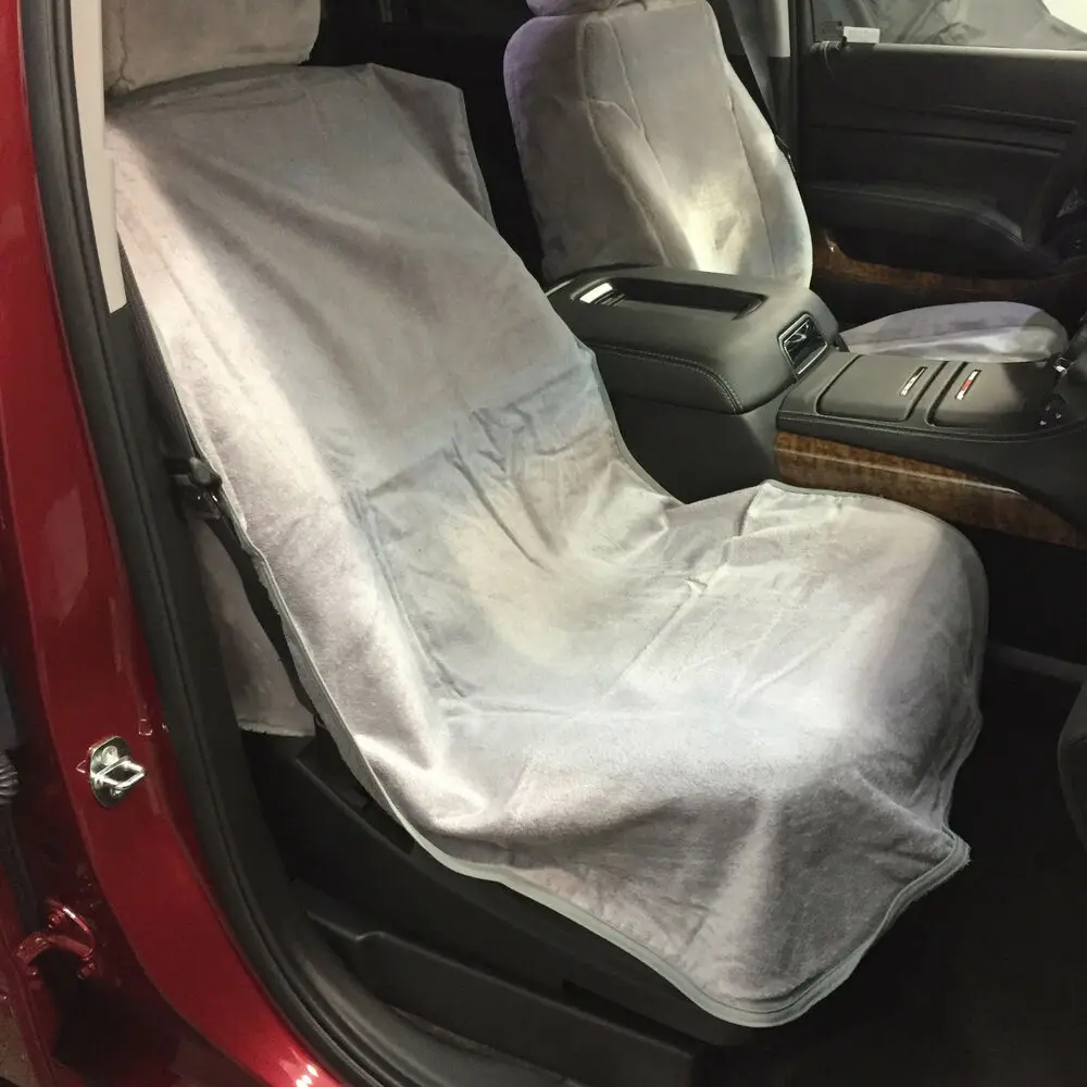 white towel car seat cover