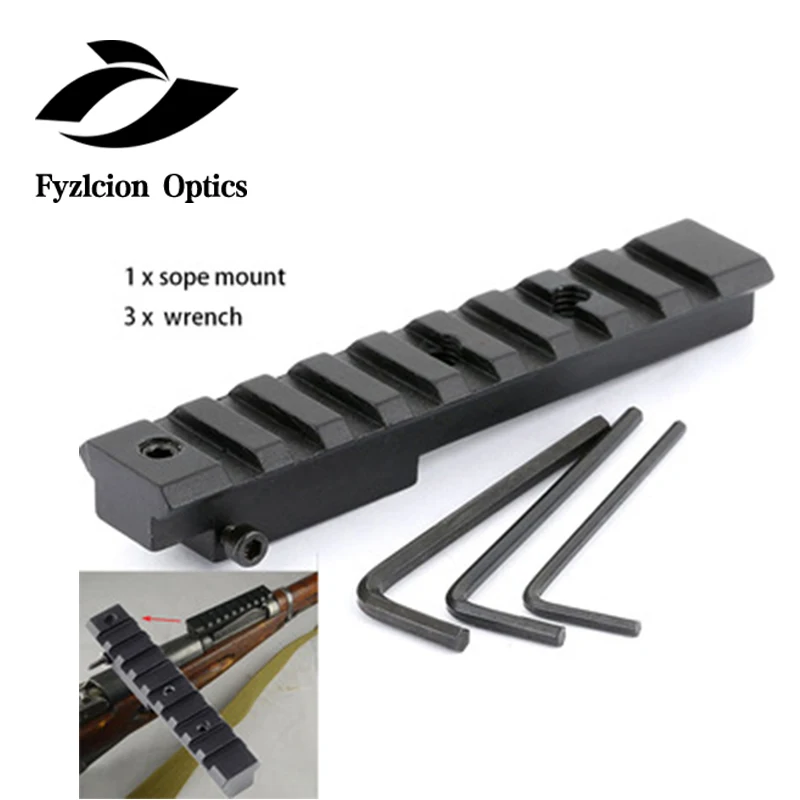 

High Quality Aluminum M44 scope mount 9 Slots 4.15 inch L Picatinny Weaver Rail Mount for Mosin Nagant M91/30 M39 M38 M44