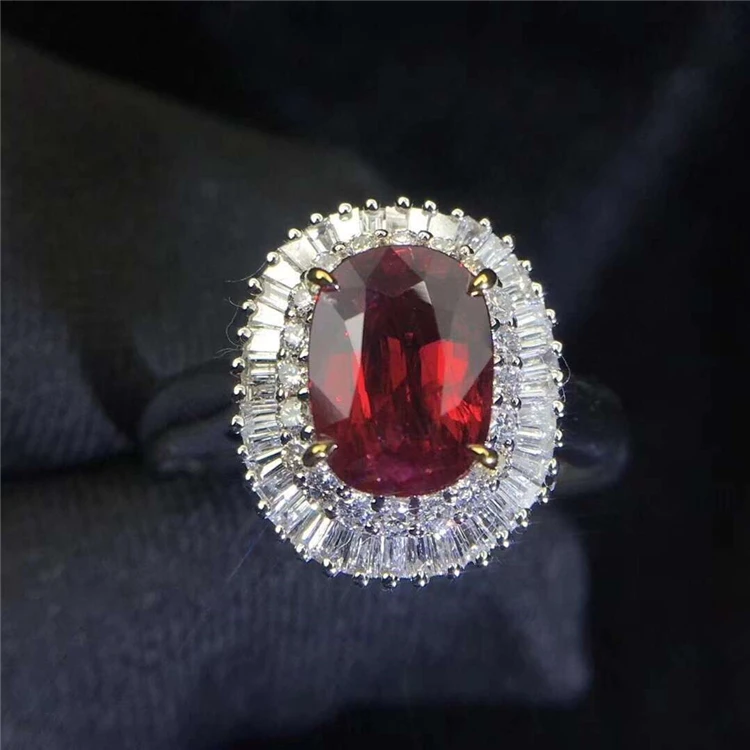 

Wedding Band Ring 1.9ct Natural Unheated Ruby Ring For Women 18k White Gold