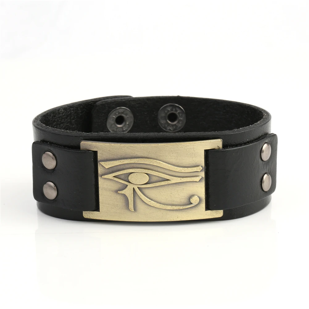 

The Eye of Horus Wedjat Eye Talisman for Health and Happiness Bangle Leather Bracelet