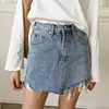 Summer Jeans Skirt High Waist Jupe Irregular Edges cheap Denim Skirts Female Mini Washed Casual Pencil Skirt