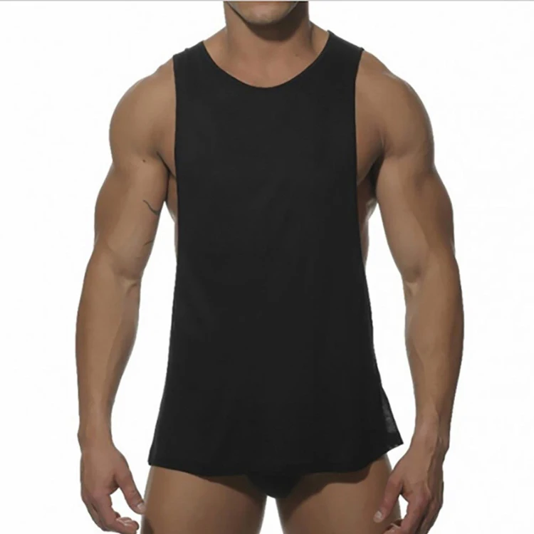 New Style Men Deep Low Cut Tank Top Custom Gym Fitness Thin Vest Sexy ...