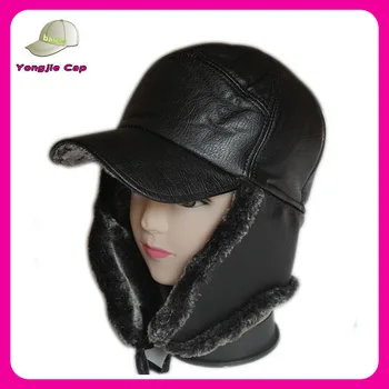 mens leather hat with ear flaps