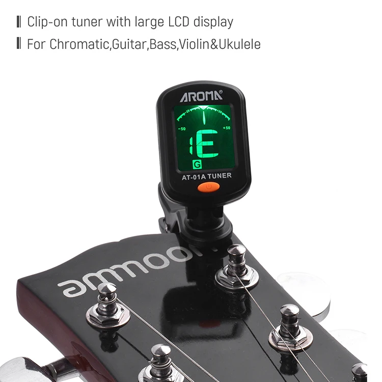 
Newest LCD Digital Clip On Electronic Bass Guitar Tuner Foldable High Sensitivity Rotating Clip Afinador de guitarra 