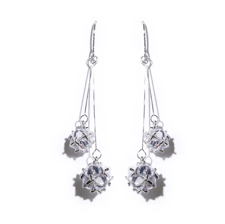 

AAA+ cz fashion yellow pink purple zircon ball pendant bar earrings luxury bridal jewelry cubic zirconia drop dangle earrings, Picture