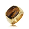 Hot Selling Fashion Oversized Tiger Eye Stone Jewel Men's Titanium Steel Ring