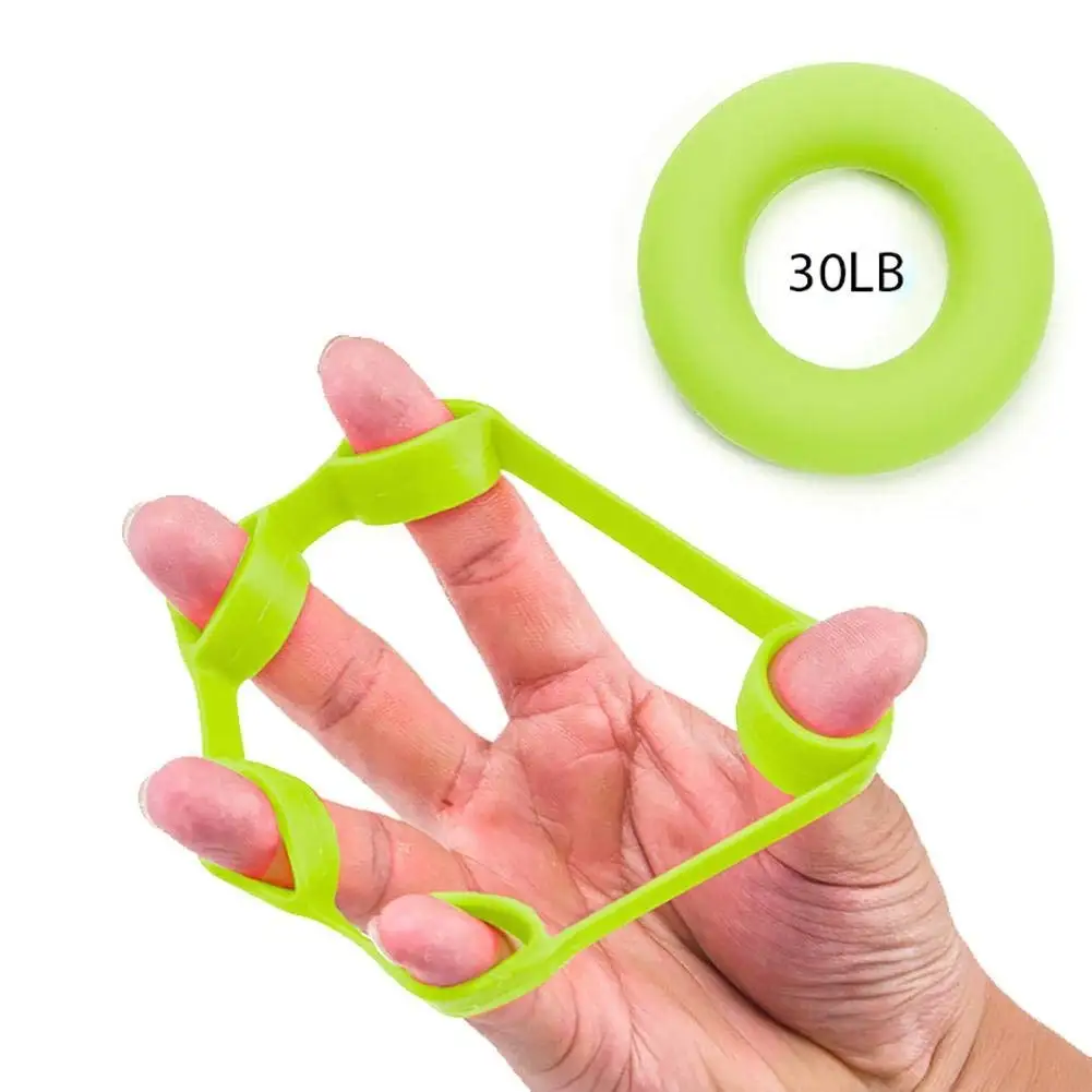 Aolvo Hand Grip Strengthener,Finger exerciser,Grip Strength Trainer,grip workout,Finger Stretcher,Relieve Wrist Pain,Silicone Hand Trainer Rings Hand Resistance Bands Hand Extensor Set-2Pcs Included
