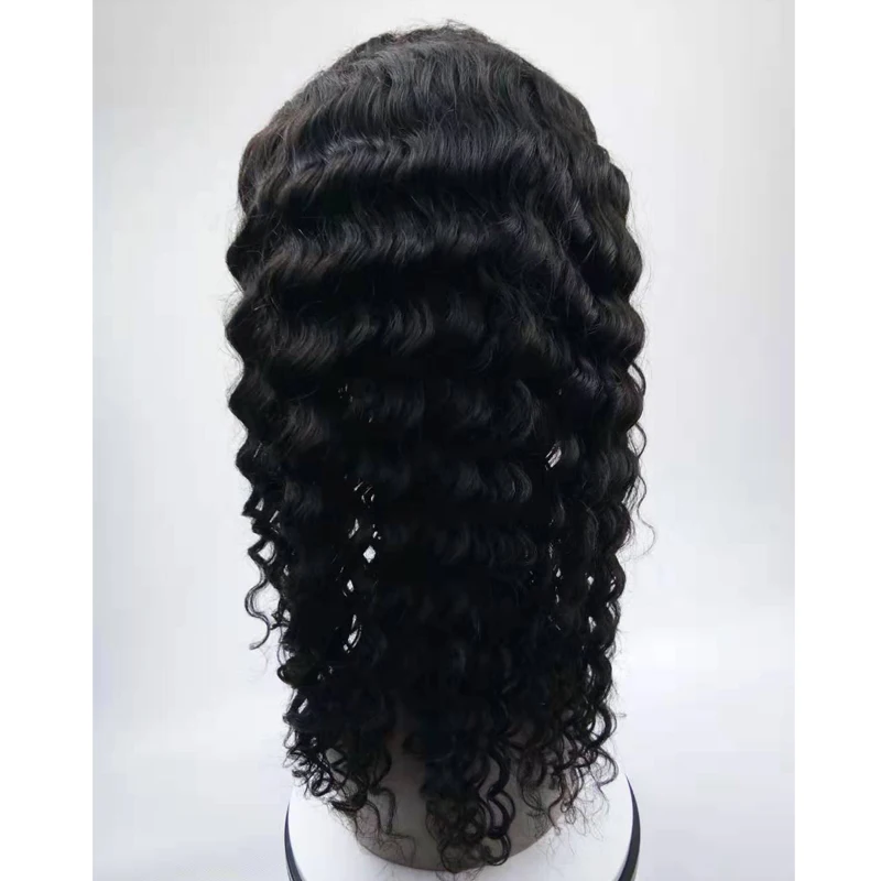 

Malaysian Virgin Remy Deep Wave Human Hair Lace Closure Wigs with Baby Hair Deep Wave Wigs for Black Women Malaysian Hair Wig, Natural color #1b;accept customer color chart