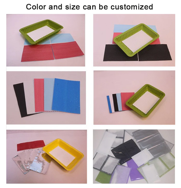 Customized PE & PET Combine With Non-Woven Paper Absorbent Meat Packing Pad Soaker Meat Pads