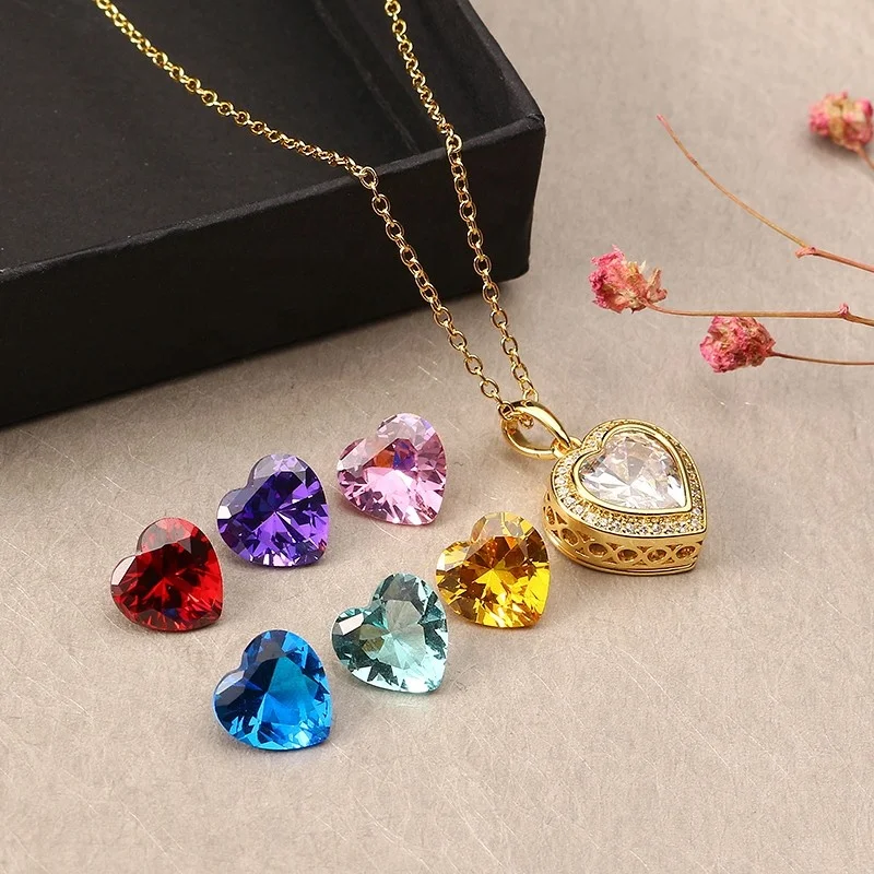 

2021 newest gold plated locket heart pendants necklace Valentine Days Gifts, Rainbow color or custom