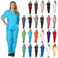 

Unisex Men/women Natural Uniforms Medical Hospital Nursing Scrub Set Top Pants