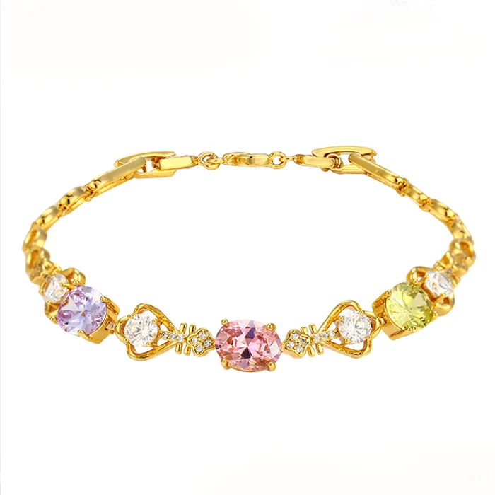 

73344 xuping wholesale indian jewelry multicolor gemstone bracelet for women