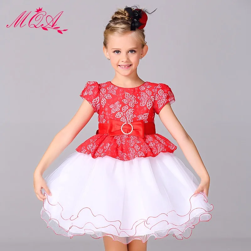 

Low MOQ Wedding Party Handmade Baby Girl Lace Kids Evening Dresses With bowknot L15099, Red/pink/blue/navy
