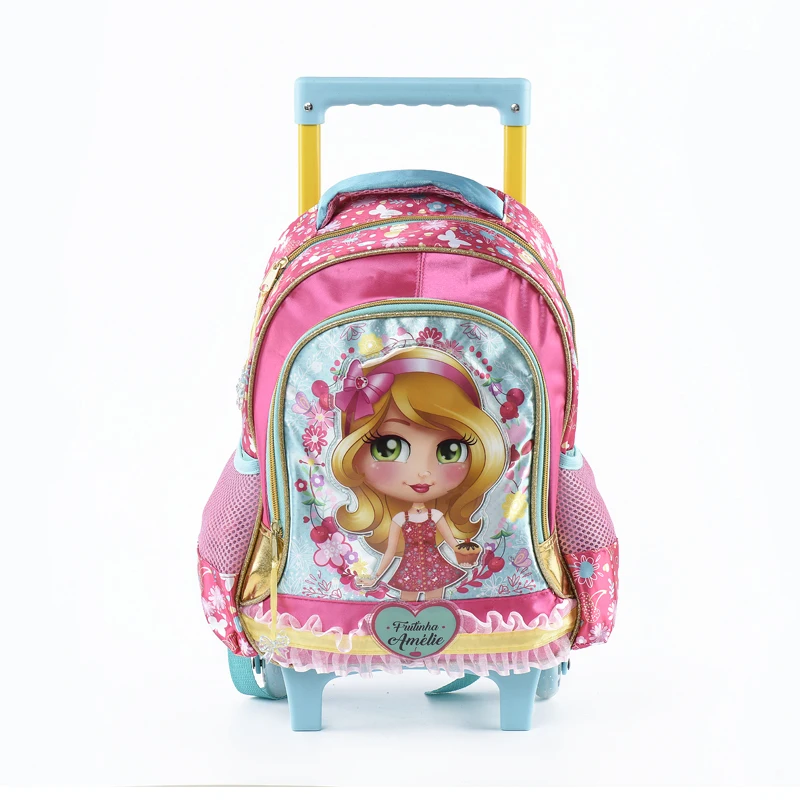 

Factory wholesale Primary cartoon school trolley backpack with wheel student boys girls child kids set Mochila Escolar 14 inch, Customzied image