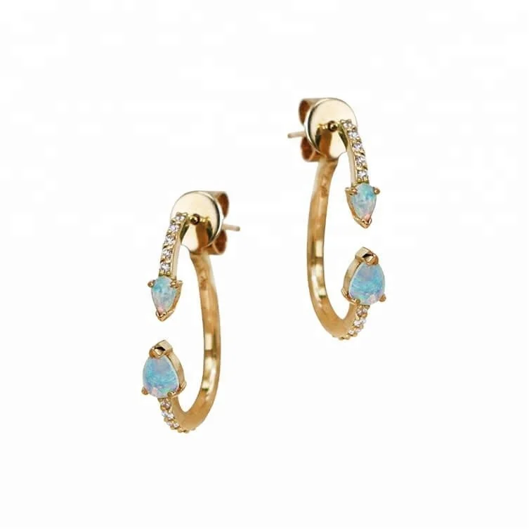 

925 silver jewelry fashion dainty mini opal gold plated drop earrings