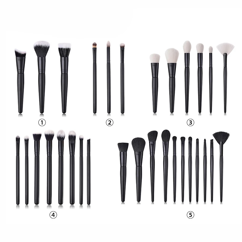 BUEART 2018 New design vegan hair foundation brush eyebeow eyeshadow brushes  popular black makeup brush set