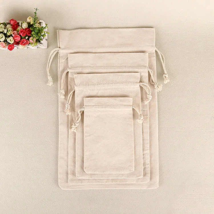 
Jewelry Gift Drawstring Bags Wedding mini cotton muslin drawstring pouch 