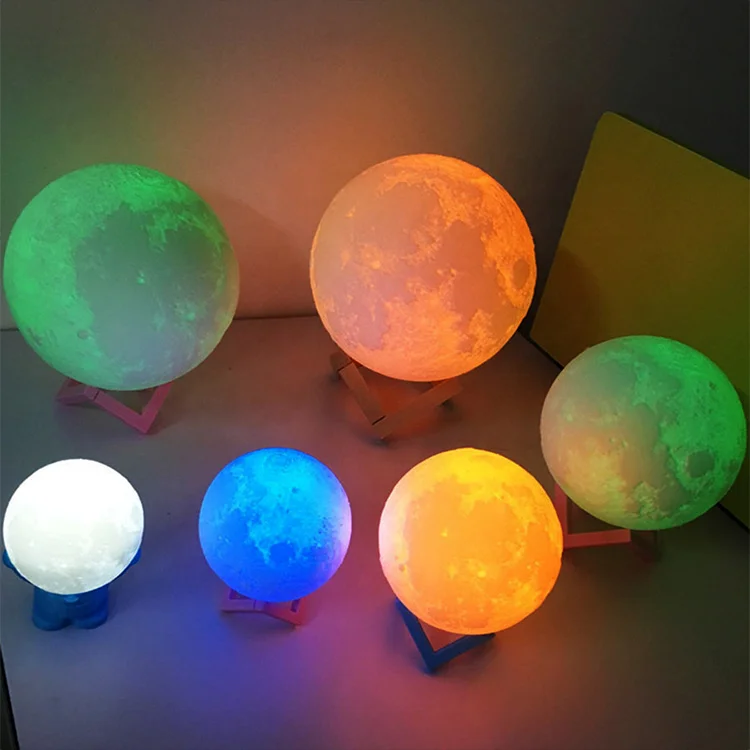 16 Colors Changeable 10cm 3D Print Electric Luna Moon Shaped 3d Mood Light