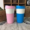 P109 Plain White Artwork Design Ceramic Porcelain Coffee Mugs Cups With Silicone Lid And Sleeve Sets