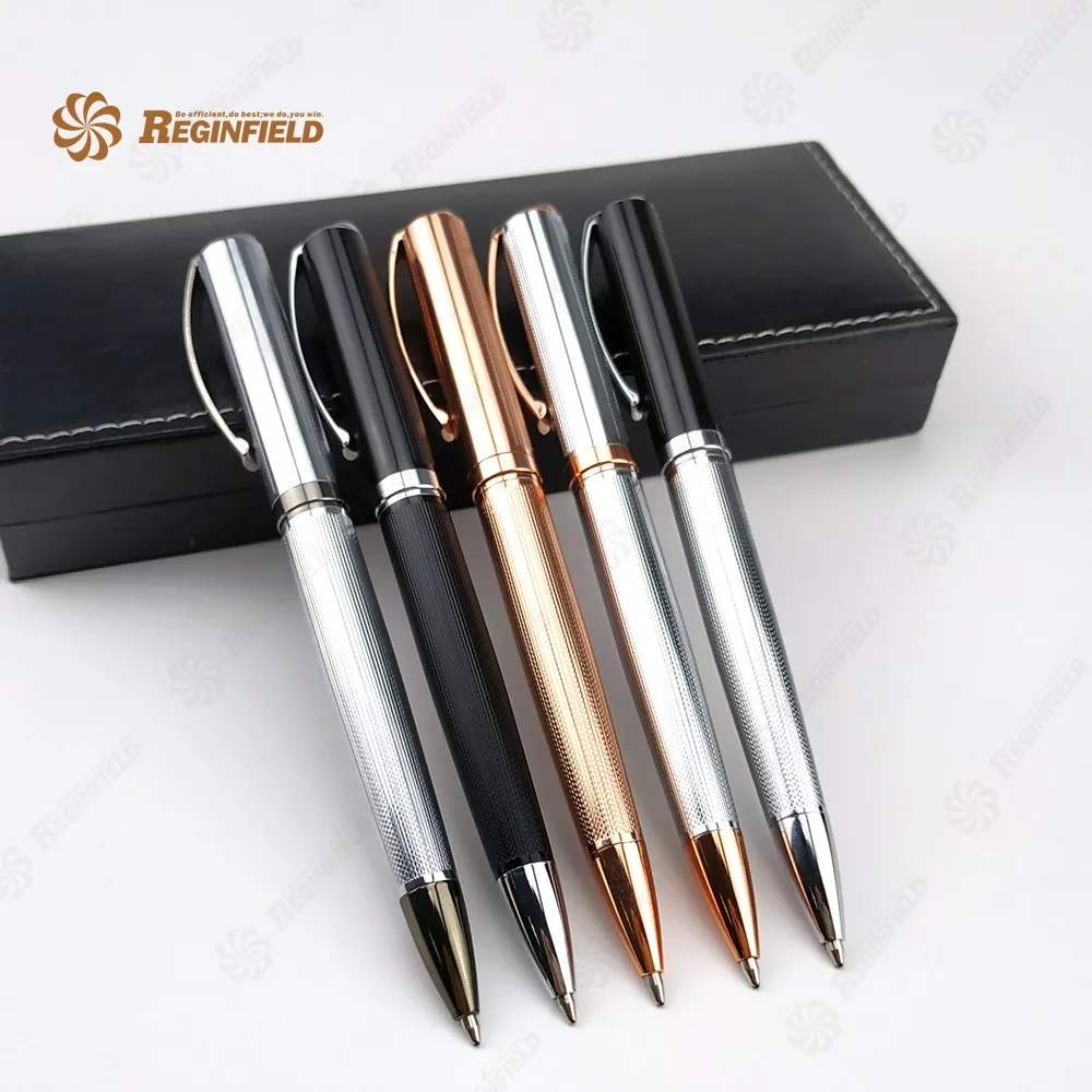 Popular Design Luxury Brass Etching Barrel Metal Ballpoint Pen For