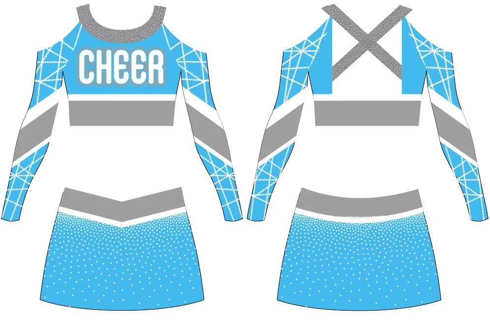 Custom Sublimated Long Sleeve Cheerleading Uniforms For Woman Wholesale