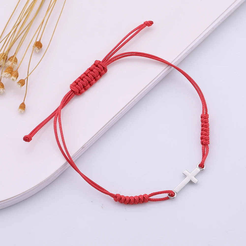 

Woven Thread String Cross Bracelets Yiwu Wholesale Custom Jewelry Accessories Handmade Red And Black Rope Bracelet