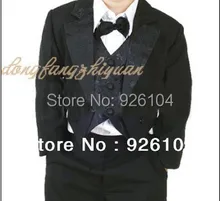 Free shipping new tuxedo for boy suit Vest child clothing black or White 5 pcs set