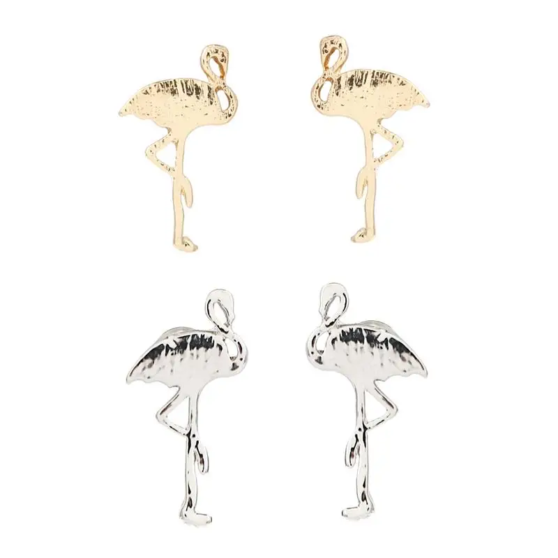 

YWMT 2018 Latest Wholesale European Alloy Flamingo Stylish Earrings For Women, Silver/gold