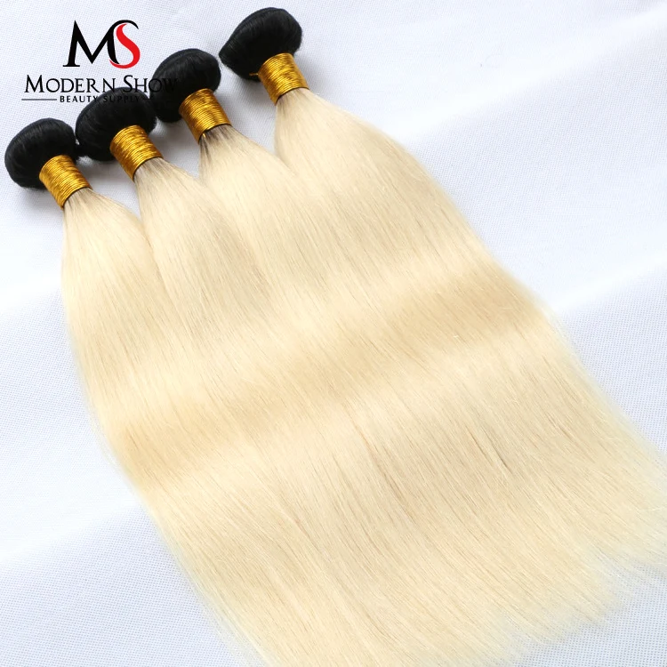 Modern Show Hair 1b 613 ombre color hair weave bundles black to blonde ombre two color tone hair weft